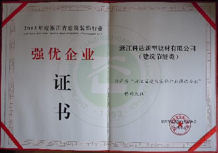 2013年度強(qiáng)優(yōu)企業(yè)證書